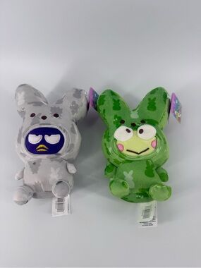 2026 Hello Kitty x PEEPS Easter Plush Badtz-Maru & Keropi Bunny Green Gray New